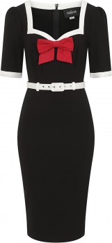 Collectif Womenswear - Sadie 50s Pencil Dress in schwarz